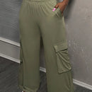 Slayr pantalones casuales de trabajo de estilo ancho con bolsillos y estampado floral gris para mujeres-c