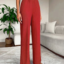 Pantalones de pierna ancha de cintura con volante