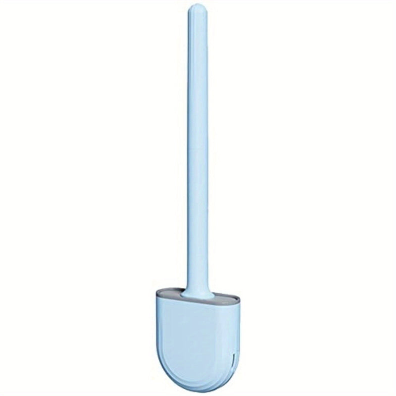 Juego de cepillo de inodoro de silicona montado en la pared con soporte - Limpiador profundo reutilizable para baño con mango flexible y soporte a prueba de goteo
