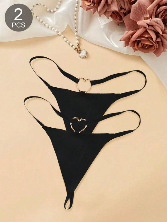 2 piezas de Sexy panties para mujeres en color Negro con diseno T-Back