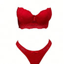 Conjunto de lenceria lujosa y sexy de encaje para mujeres que incluye sujetador y bragas