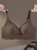 1 pieza sujetador inalambrico sin costuras con cierre delantero para mujeres con busto pequeno, con soporte de elevacion y de hueso lateral