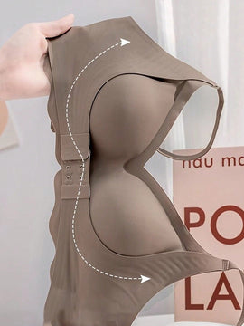 1 pieza sujetador inalambrico sin costuras con cierre delantero para mujeres con busto pequeno, con soporte de elevacion y de hueso lateral