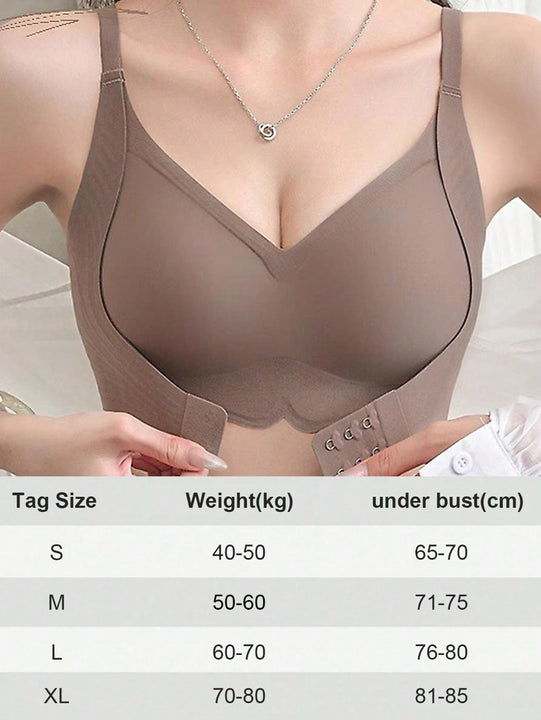 1 pieza sujetador inalambrico sin costuras con cierre delantero para mujeres con busto pequeno, con soporte de elevacion y de hueso lateral