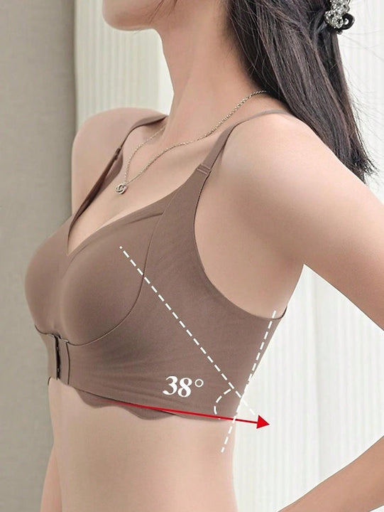 1 pieza sujetador inalambrico sin costuras con cierre delantero para mujeres con busto pequeno, con soporte de elevacion y de hueso lateral
