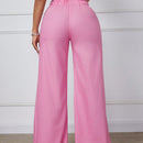 SXY Jeans de pierna ancha y corte holgado para mujer con cinturon de lazo y dobladillo de borlas