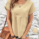 NEW  LUNE Camiseta de muneca suelta de manga corta con alas de murcielago con cuello redondo y estampado de rayas para mujeres, verano