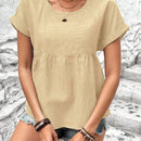 NEW  LUNE Camiseta de muneca suelta de manga corta con alas de murcielago con cuello redondo y estampado de rayas para mujeres, verano