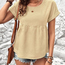 NEW  LUNE Camiseta de muneca suelta de manga corta con alas de murcielago con cuello redondo y estampado de rayas para mujeres, verano