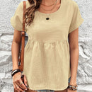 NEW  LUNE Camiseta de muneca suelta de manga corta con alas de murcielago con cuello redondo y estampado de rayas para mujeres, verano