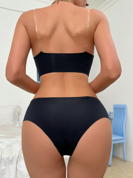 Set de 2 piezas de sujetador invisible con tirantes transparentes para verano, cierre frontal sin tirantes y realce de copa adhesiva