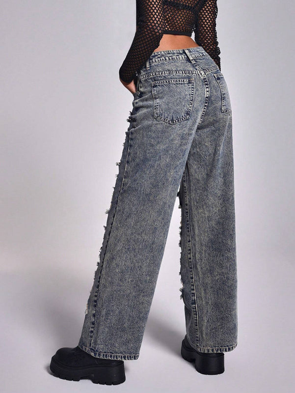 ICON Jeans de moda para mujeres, holgado, desgastados y acampanados