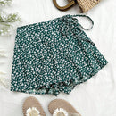 WYWH Shorts de A-Line con cinturon de lazo y diseno floral pequeno para mujer, ideal para vacaciones