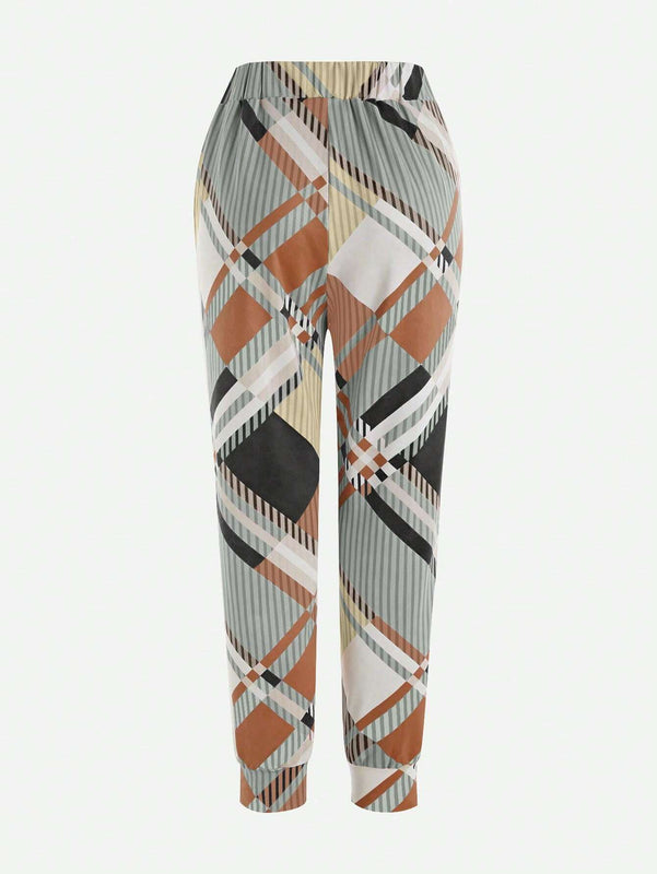 Unity Pantalones casuales con bolsillos y cordon en la cintura con estampado completo