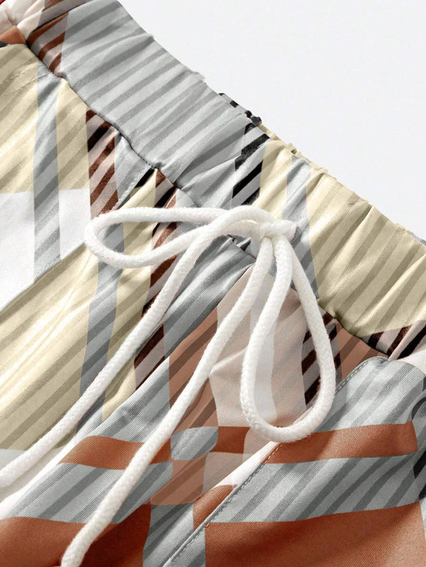 Unity Pantalones casuales con bolsillos y cordon en la cintura con estampado completo