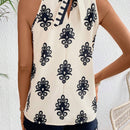 Blusa sin mangas con cuello halter estampado para mujer