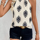 Blusa sin mangas con cuello halter estampado para mujer