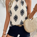 Blusa sin mangas con cuello halter estampado para mujer