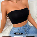 Set de 3 tubos casuales para mujeres de unicolor