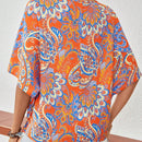 Camisa casual con cuello en V y estampado por todo el Body, de verano