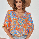 Camisa casual con cuello en V y estampado por todo el Body, de verano