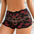 1 pieza Ropa interior femenina romantica semi-transparente de encaje sexy de la serie