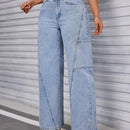 Essnce Jeans de pierna ancha y corte holgado para mujeres con bolsillos laterales, casuales