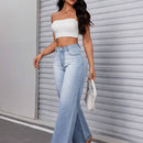 Essnce Pantalones Jeans casuales de pierna ancha en unicolor para mujer