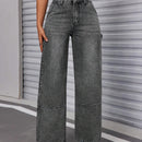 Essnce Pantalones Jeans anchos de pierna ancha con bolsillos para mujer, con ajuste suelto y casual