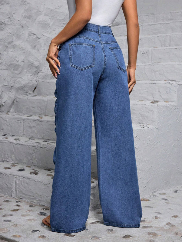 LUNE Jeans de mezclilla simple y sencillo de todos los dias para damas