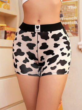 NEW 1 pieza de Bragas de mujer con estampado de vaca y alfabeto divertido y exotico