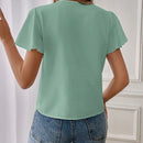Essnce Camisa casual de mujer con cuello en V y solapa con unicolor para el trabajo diario