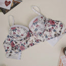 NEW Sujetador para mujeres con flores blancas y estampado floral, con aro sexy push up y ajustable