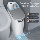 10L Cubo de Baño Delgado con Tapa Ranurada - Plástico Duradero, Diseño Compacto Ahorrador de Espacio, Apertura Sin Manos y Contención de Olores, Cesto Moderno para Baños Pequeños, Papelera Elegante y Estilizada