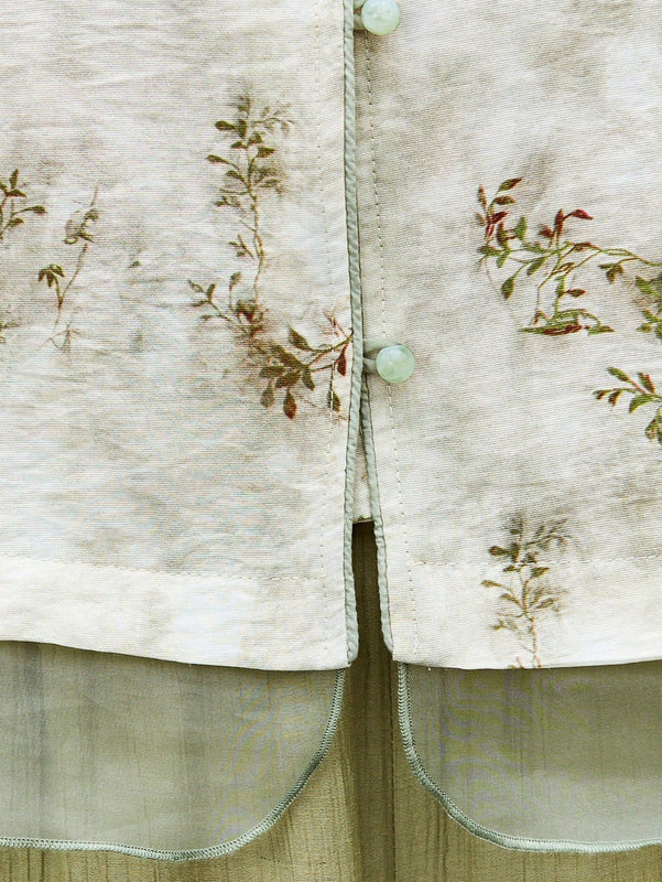 Vestido Cehnshan De Manga Corta Con Ribete De Encaje Extranjero...