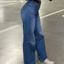 Jeans de pierna ancha holgada y cintura alta ajustable
