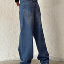 Jeans de pierna ancha holgada y cintura alta ajustable