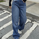Jeans de pierna ancha holgada y cintura alta ajustable