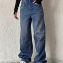 Jeans de pierna ancha holgada y cintura alta ajustable