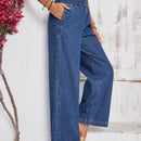 LUNE Jeans informales acampanados con cintura de bolsa de papel, con cinturon y bolsillos