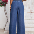 LUNE Jeans informales acampanados con cintura de bolsa de papel, con cinturon y bolsillos
