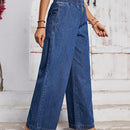 LUNE Jeans informales acampanados con cintura de bolsa de papel, con cinturon y bolsillos