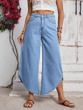 LUNE Jeans casuales de pierna ancha con diseno de moda para vacaciones