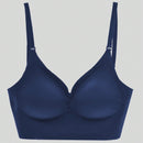 Brasieres traseros bajos sin respaldo para mujeres, ropa interior con escote profundo en V y realce push-up, sujetador sin costuras y transpirable con acolchado, adecuado para ninas con pechos pequenos en azul marino, lenceria