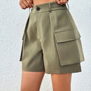 EZwear Shorts casuales lisos de mujer con bolsillos