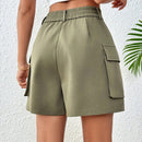 EZwear Shorts casuales lisos de mujer con bolsillos
