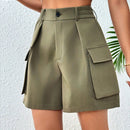 EZwear Shorts casuales lisos de mujer con bolsillos