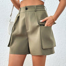EZwear Shorts casuales lisos de mujer con bolsillos