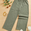 Essnce pantalones casuales de pernera ancha de 7/8 con textura y cintura anudada de unicolor para mujer