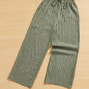 Essnce pantalones casuales de pernera ancha de 7/8 con textura y cintura anudada de unicolor para mujer